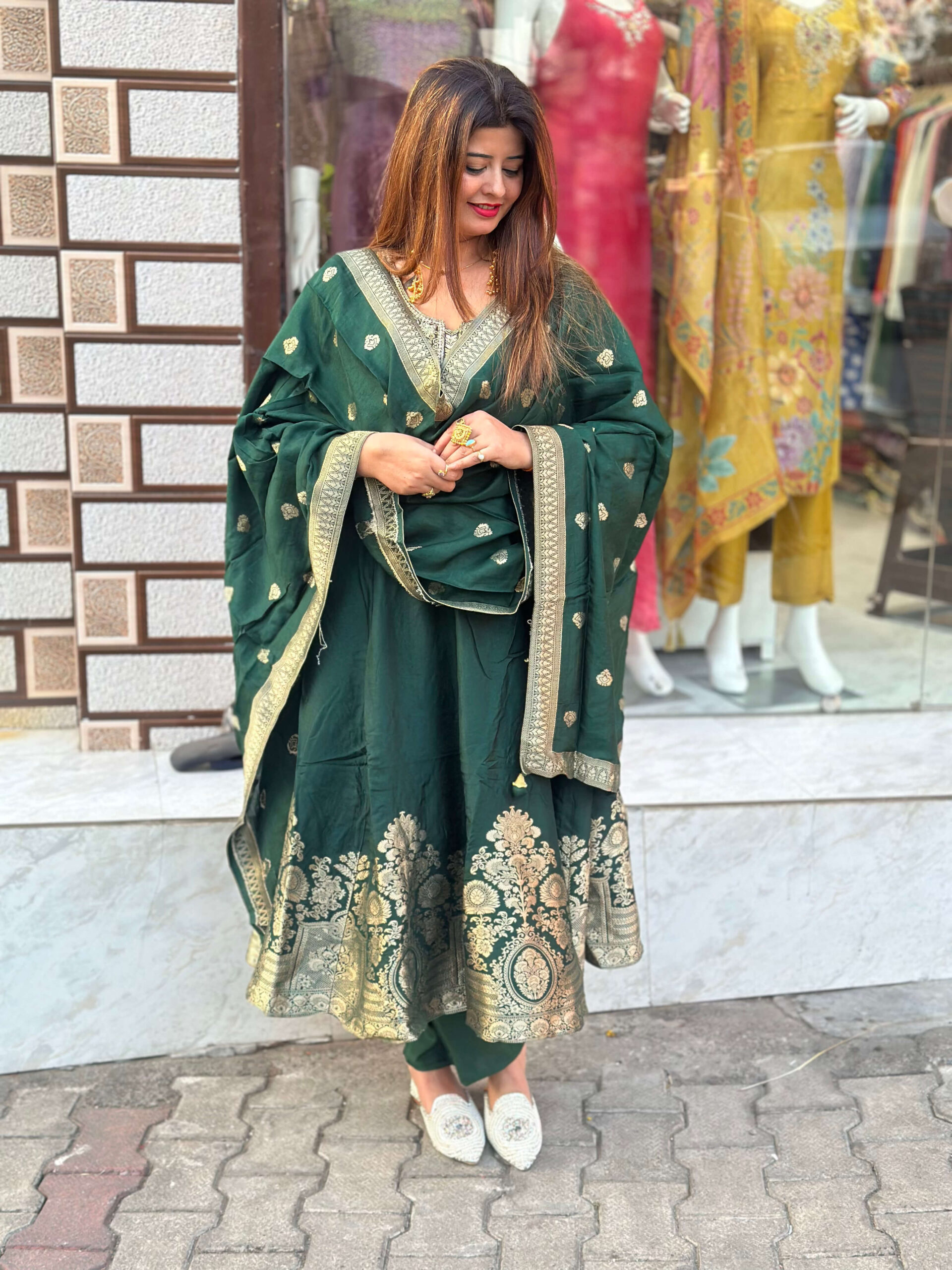 Graceful green Anarkali suit