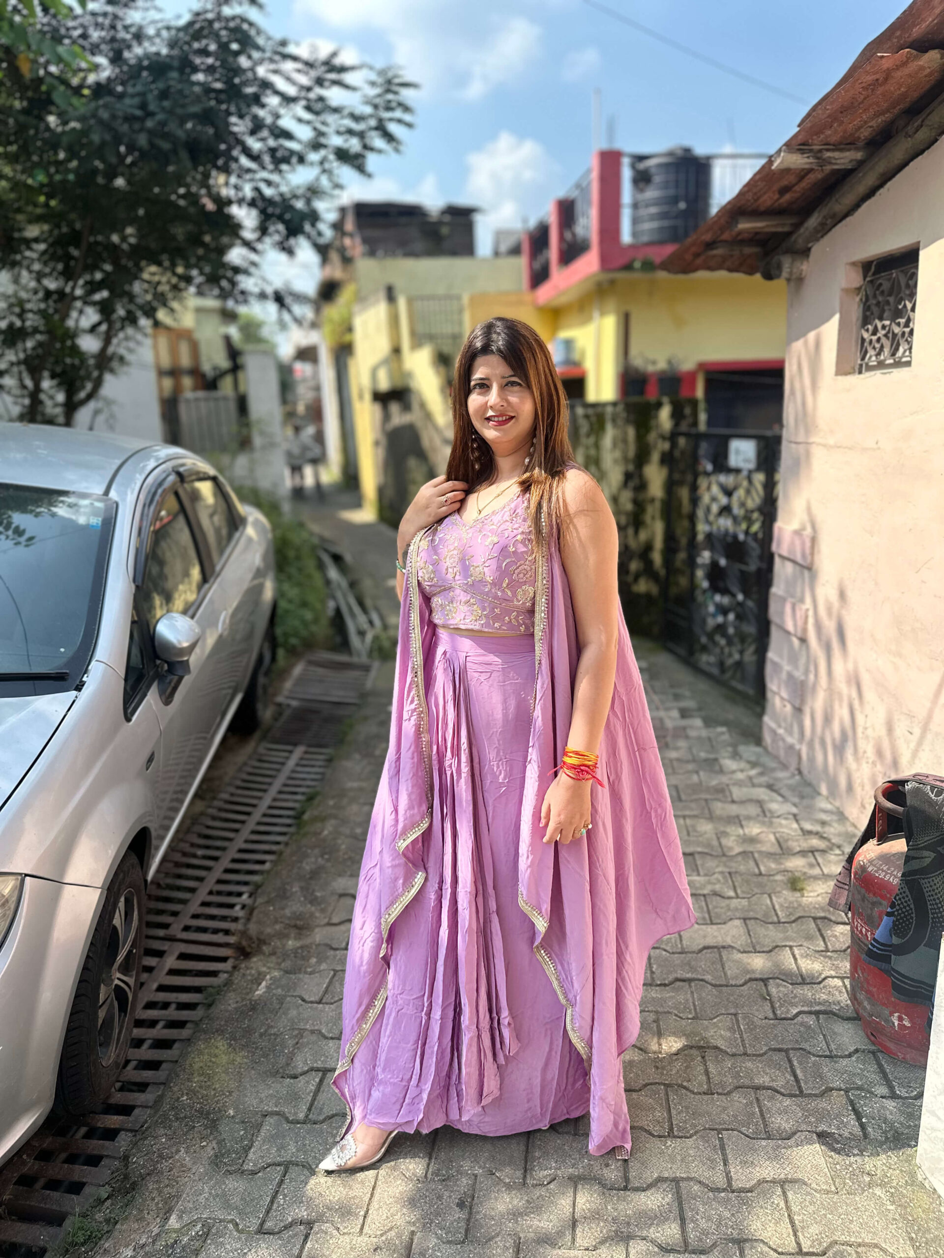lavender Indo‑Western suit