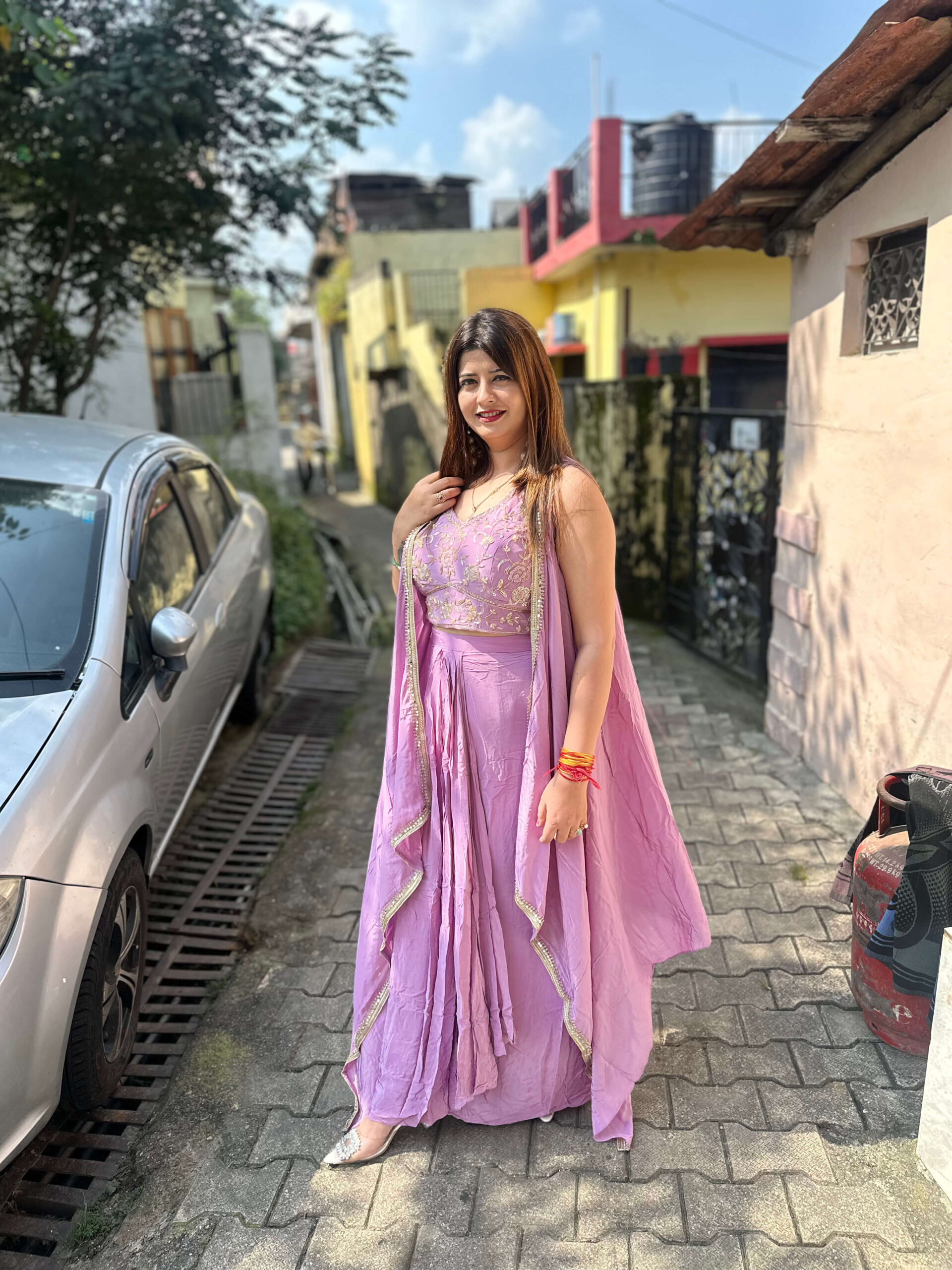 lavender Indo‑Western suit